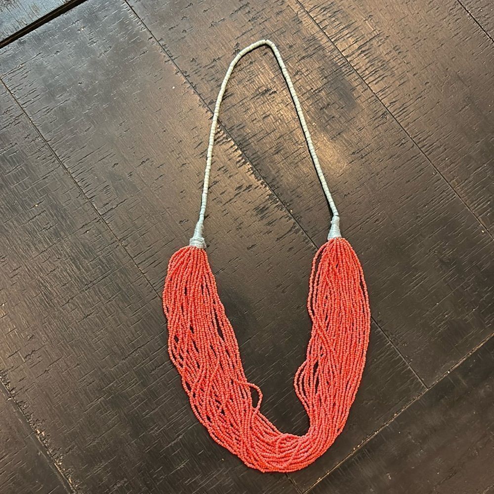 Vintage Beaded Multi Strand Coral Turquoise Heishi Necklace Boho​
